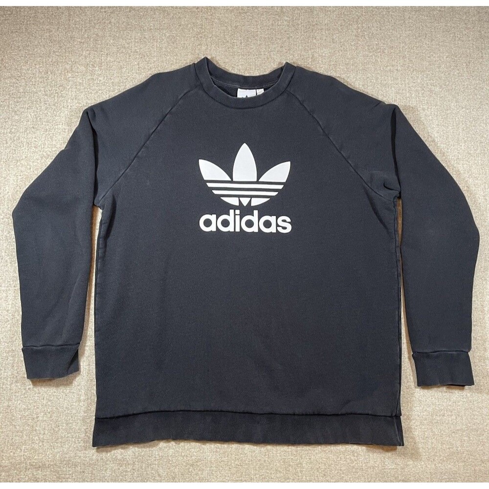 Adidas Trefoil Logo Crewneck Sweatshirt – Men’s XL Black Casual Warm
